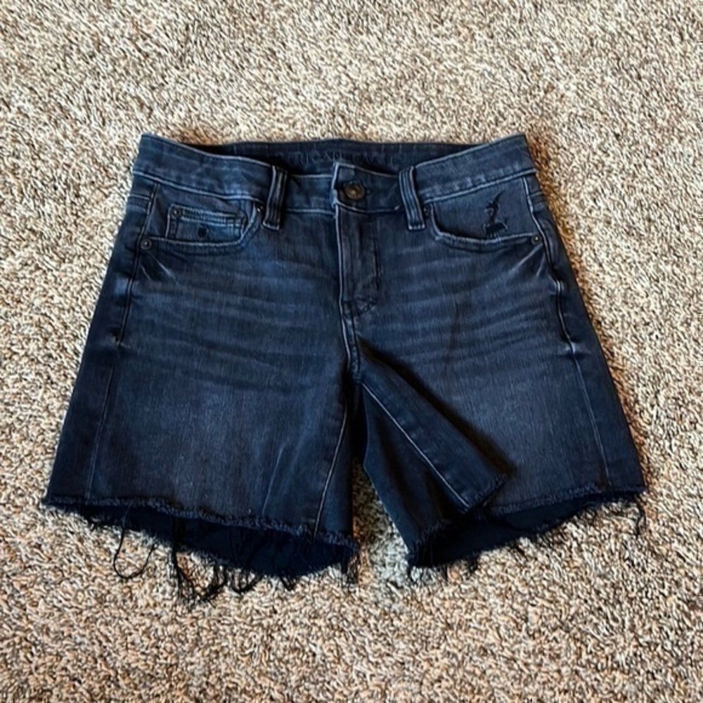 American Eagle black denim Midi shorts